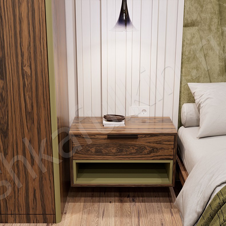 Угловой шкаф Витторио Зеленый Темные Древесный Современный Спальня Для вещей Для белья 5