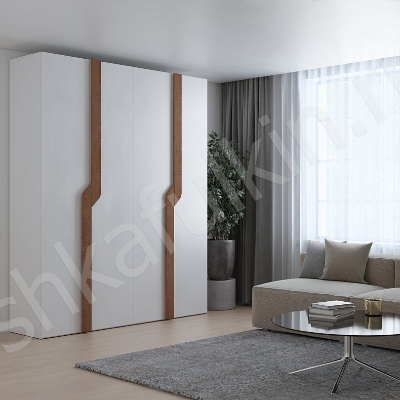 Шкаф Ронни Древесный Белый Черный Коричневый Серый Светлые Темные Скандинавский 4х створчатые Гостиная Для белья Для вещей