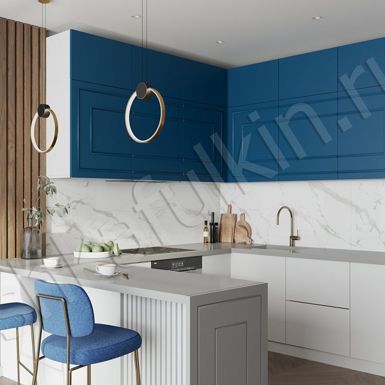 Кухня Джорджия Blue Синий Темные Неоклассика Для посуды 1