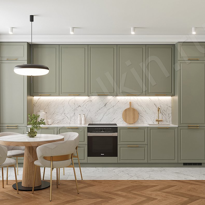 Кухня Брикелл Green Зеленый Светлые Белый Классика   Для посуды 2