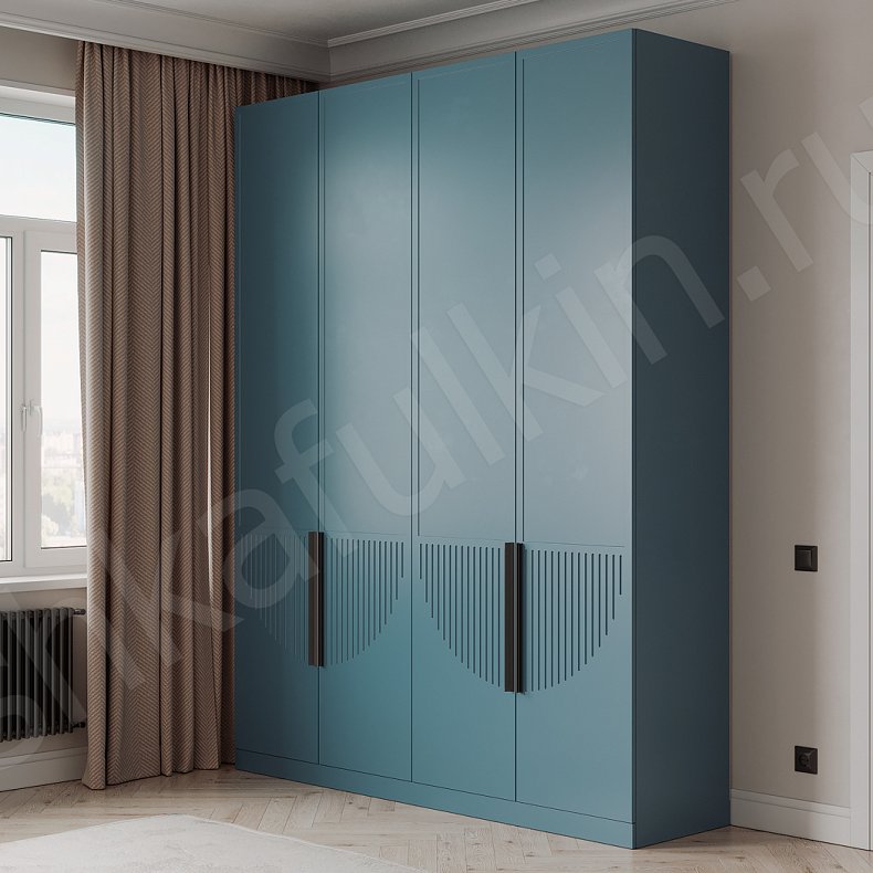 Шкаф Альпина Цветной Синий Темные Зеленый Современный 4х створчатые Спальня Для вещей