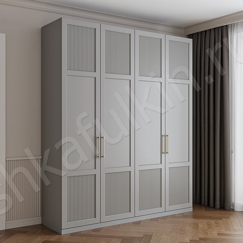 Шкаф Шелдон Цветной Серый Темные Зеленый Модерн 4х створчатые Гостиная Для вещей 2