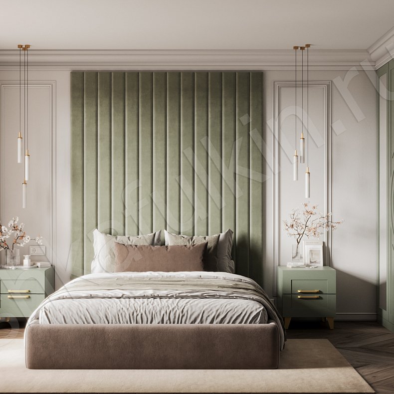 Встроенный шкаф Линдор Светлые Зеленый Неоклассика 4х створчатые Спальня Для белья Для декора Для вещей 2