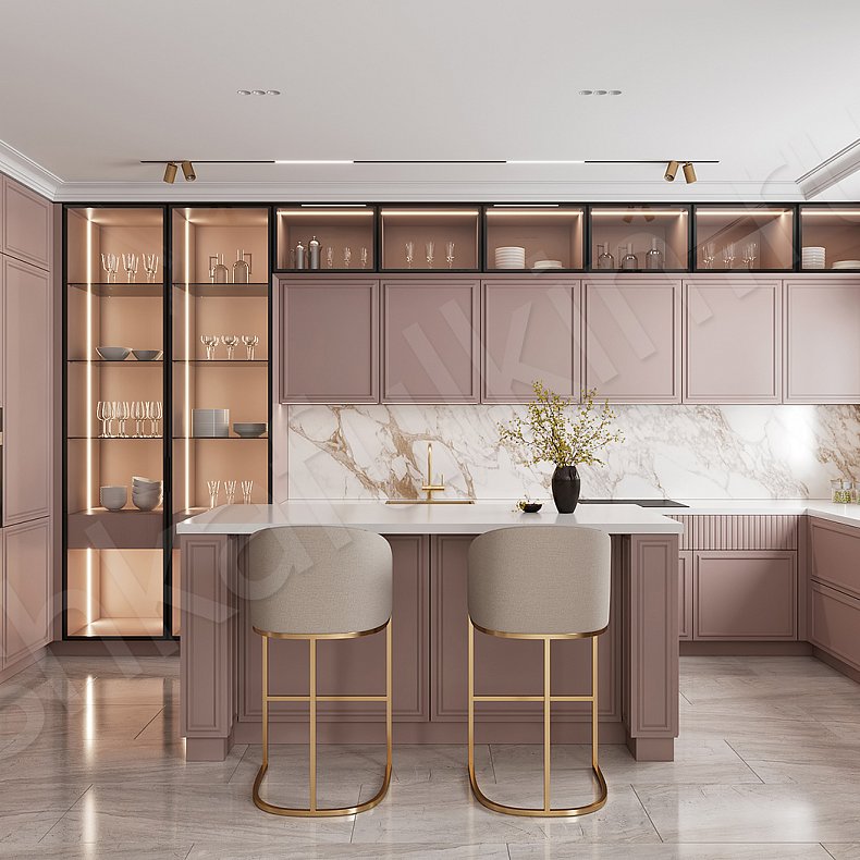 Кухня Мельпомена Светлые Розовый Современный   Для посуды Для декора