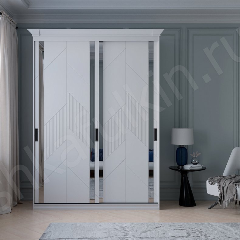 Шкаф-купе Хадсон Белый Классика 2х створчатые Гостиная Для вещей 1