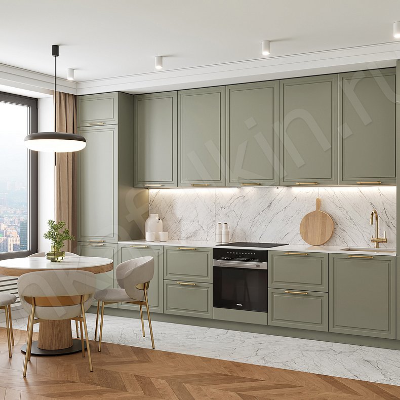 Кухня Брикелл Green Зеленый Светлые Белый Классика   Для посуды