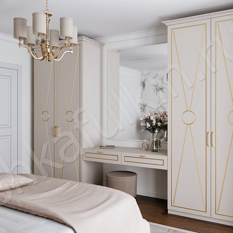Гарнитур Герцогиня Светлые Золото Коричневый Классика 4х створчатые Спальня Для вещей