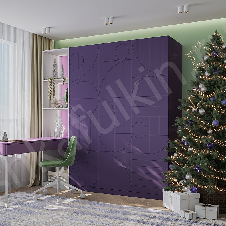 Детская Роллан Зеленый Современный 3х створчатые Детская Для книг Для вещей