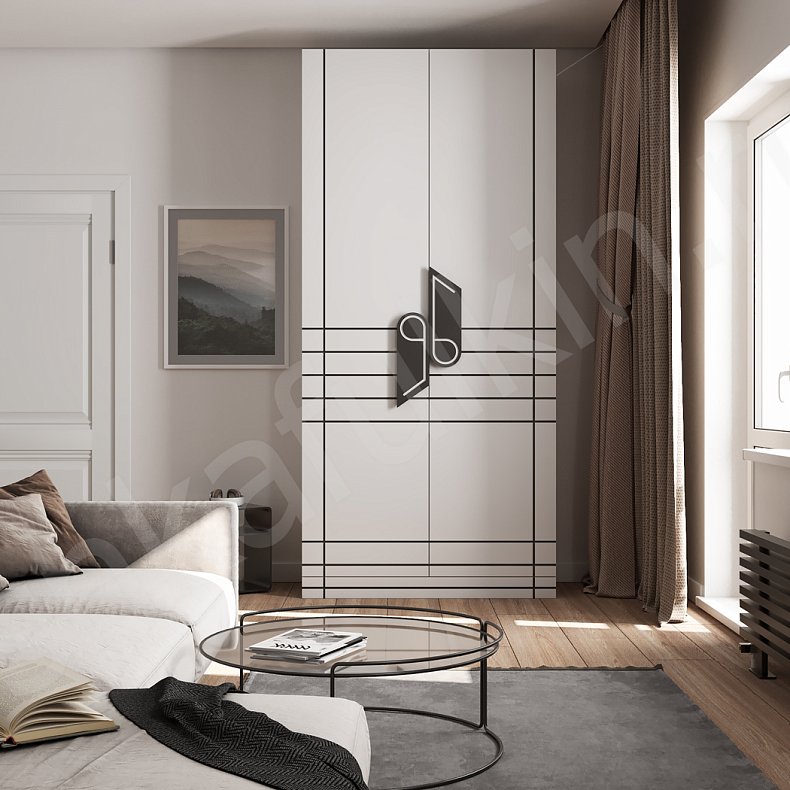 Шкаф Моцарт Белый Современный 2х створчатые Гостиная Для вещей 1