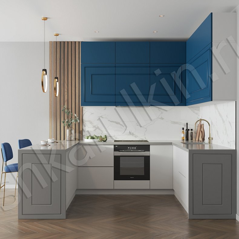 Кухня Джорджия Blue Синий Темные Неоклассика Для посуды 2