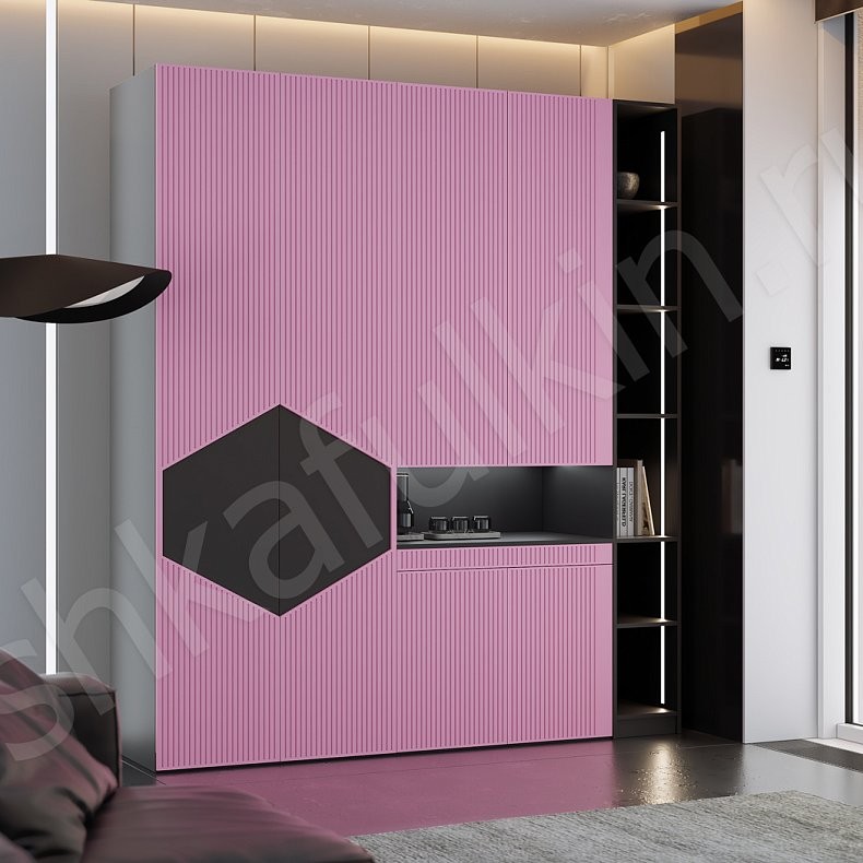 Шкаф Хьюго Цветной Розовый Светлые Современный 4х створчатые Гостиная Для вещей