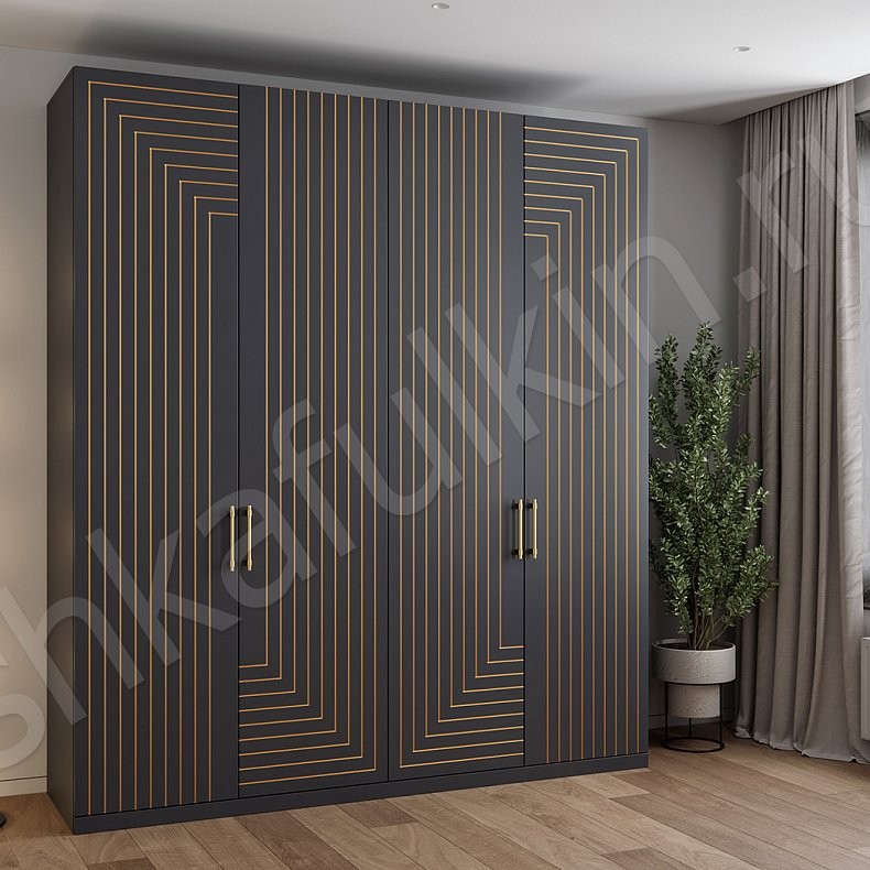 Шкаф Болеро Белый Черный Золото Модерн 4х створчатые Гостиная Для вещей