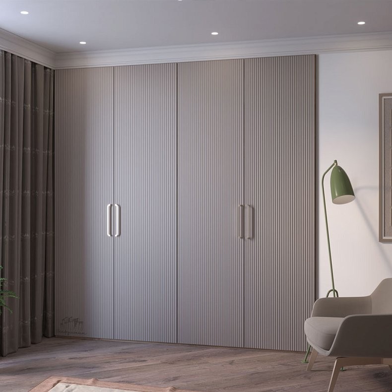 Встроенный шкаф Бинго Светлые Серый Модерн 4х створчатые Гостиная Для вещей