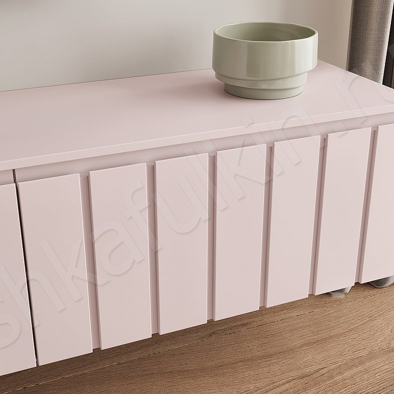 Стенка Винора Цветной Светлые Розовый Минимализм 2х створчатые Гостиная Под ТВ Для посуды Для декора Для книг 3