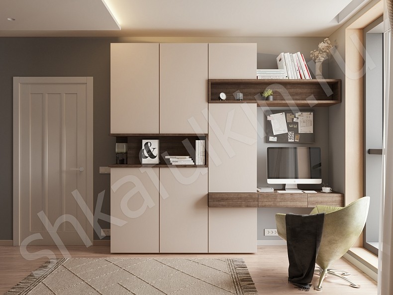 Шкаф с рабочей зоной Джамбо Древесный Прованс 4х створчатые Спальня 