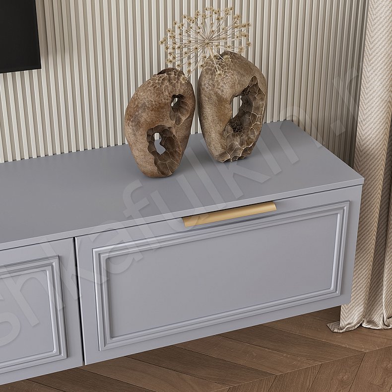 Стенка Новелла Серый Светлые Современный 2х створчатые Гостиная Для вещей Под ТВ 3