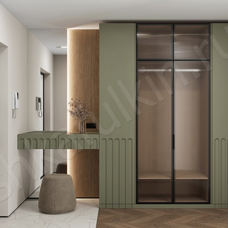 Прихожая Командор Зеленый Темные Коричневый Цветной Современный 4х створчатые Прихожая Для вещей 1