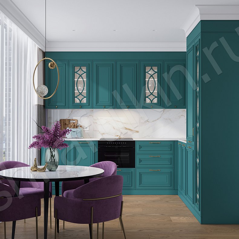 Кухня Роперро Green Зеленый Темные Синий Цветной Современный   Для посуды