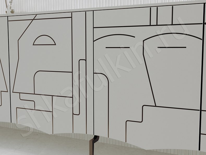 Тумба Пикассо Светлые Красный Цветной Белый Современный 6и створчатые Гостиная Для вещей Для декора