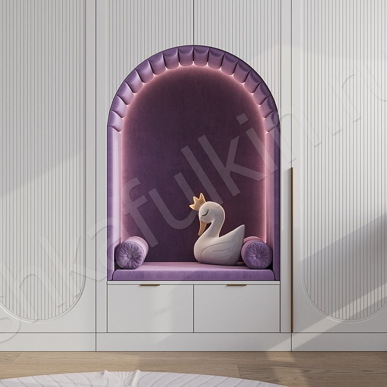 Гарнитур Скаволлини Белый Розовый Светлые Современный 3х створчатые Детская Для белья Для книг Для декора Для вещей 7