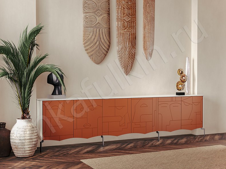 Тумба Пикассо Светлые Красный Цветной Белый Современный 6и створчатые Гостиная Для вещей Для декора