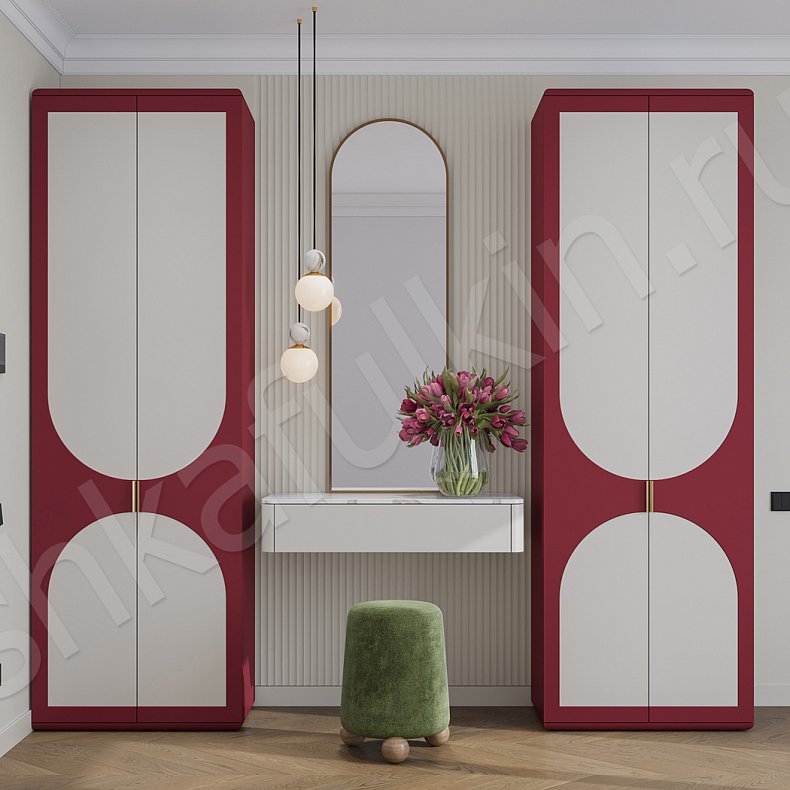 Прихожая Верданни Светлые Красный Цветной Белый Современный 2х створчатые Прихожая Для вещей 1