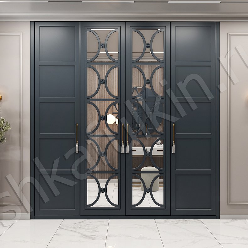 Встроенный шкаф Сантименто Темные Серый Неоклассика 4х створчатые Коридор Для вещей 1