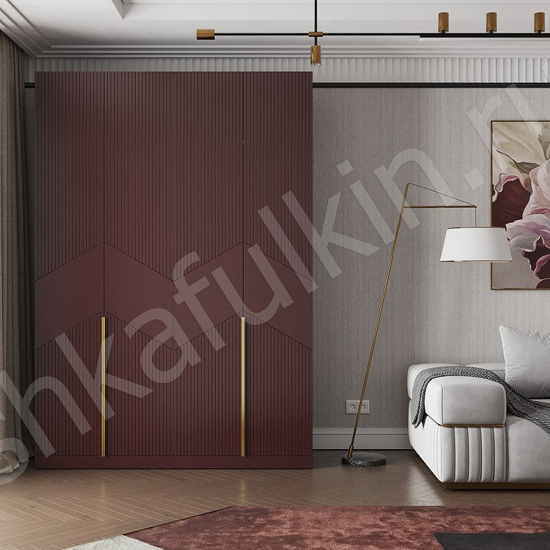 Шкаф 4 двери Ланвин Цветной Красный Темные Неоклассика  Гостиная Для вещей 1