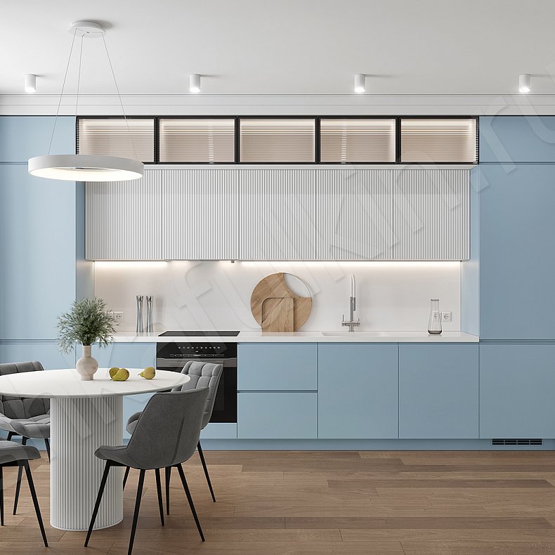 Кухня Шондер Blue Светлые Синий Цветной Белый Современный   Для посуды