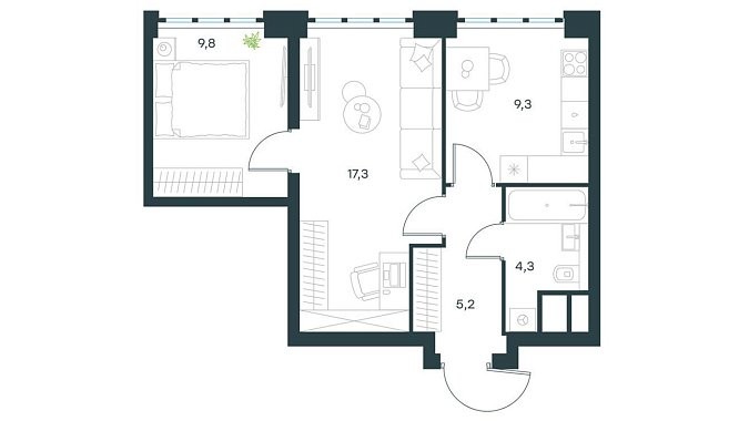 План проекта Лучано ЖК Южнопортовая 45.9 м²