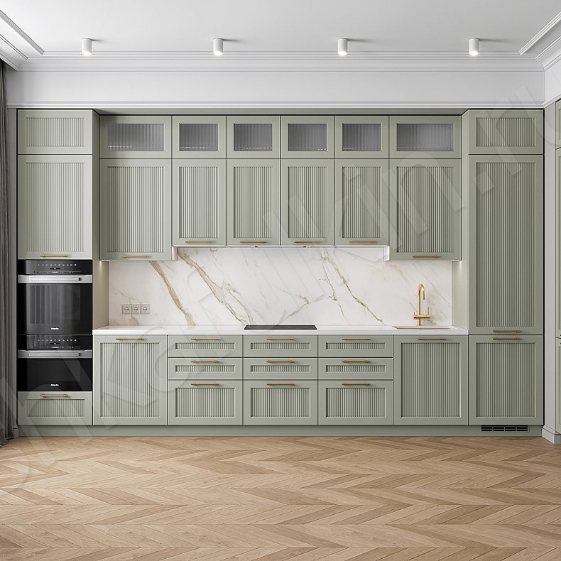 Кухня Шелдон Зеленый Светлые Цветной Неоклассика   Для посуды 3