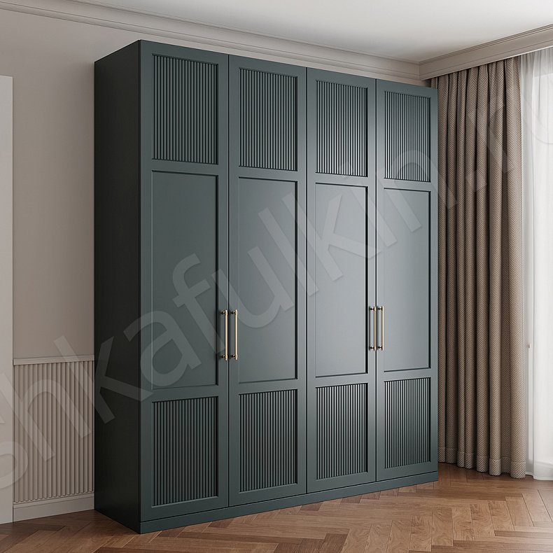 Шкаф Шелдон Цветной Серый Темные Зеленый Модерн 4х створчатые Гостиная Для вещей