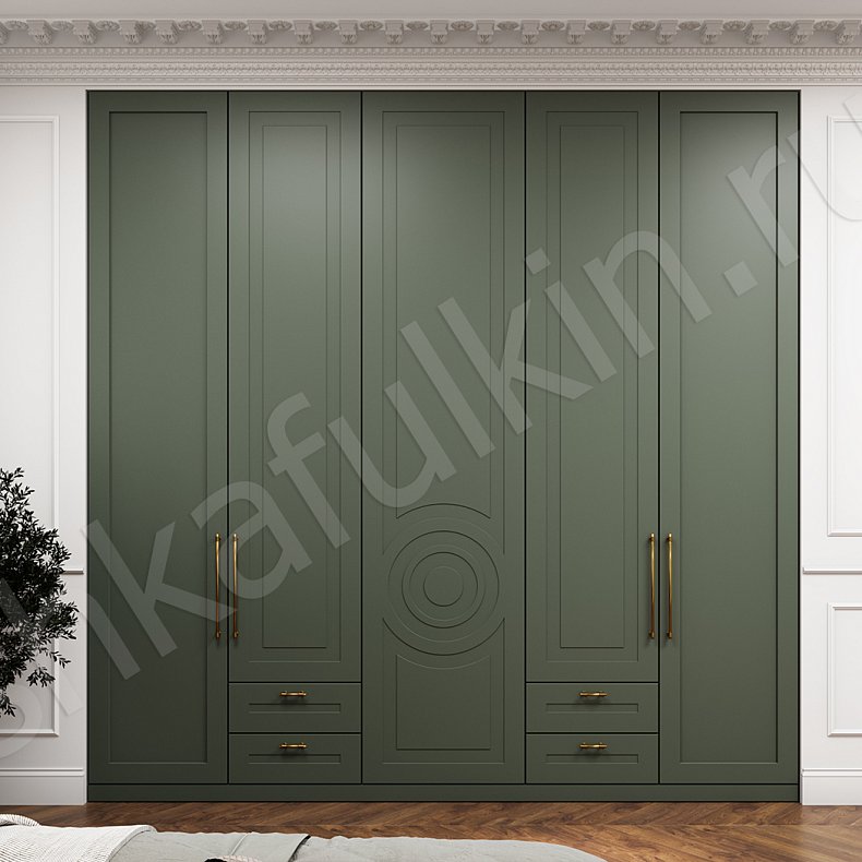 Спальня Линдор Зеленый Темные Цветной Неоклассика 5и створчатые Спальня Для вещей Для белья 2