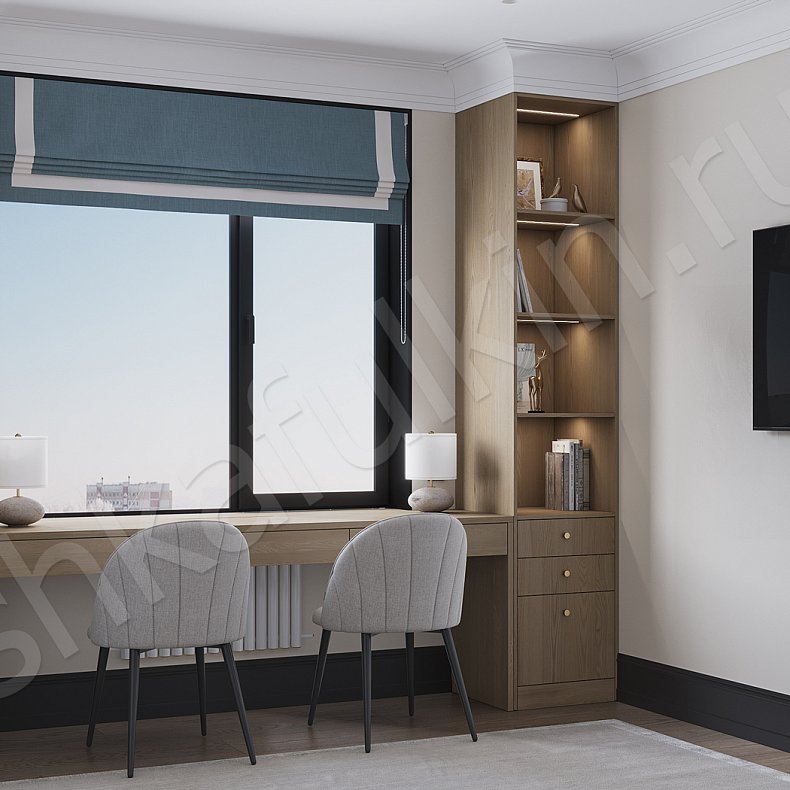 Гарнитур Маурис Светлые Синий Цветной Современный 3х створчатые Спальня Для вещей Для декора Для книг Для белья 6