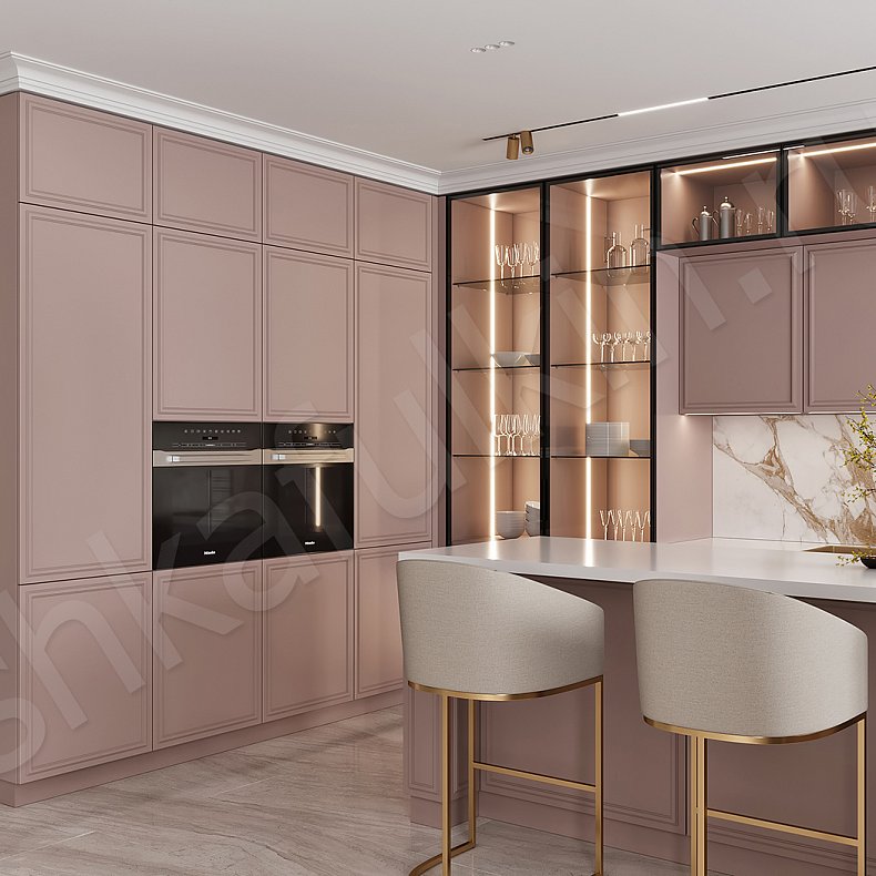 Кухня Мельпомена Светлые Розовый Современный Для посуды Для декора 1