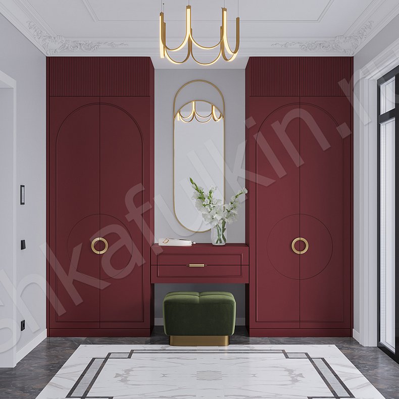 Прихожая Маура с консолью Белый Цветной Красный Светлые Зеленый Неоклассика 4х створчатые Прихожая Для вещей