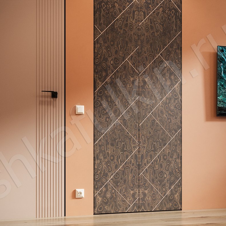 Гарнитур Эспрессо Темные Золото Древесный Современный 2х створчатые Спальня Для вещей Для белья 1