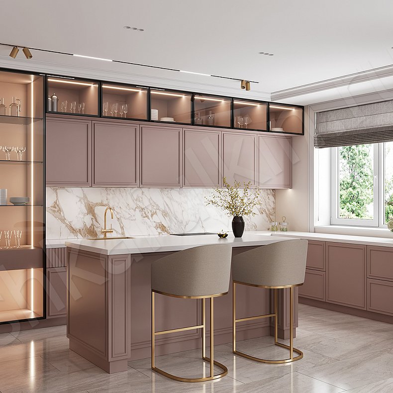 Кухня Мельпомена Светлые Розовый Современный Для посуды Для декора 2