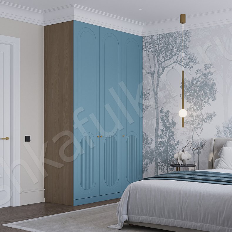 Гарнитур Маурис Светлые Синий Цветной Современный 3х створчатые Спальня Для вещей Для декора Для книг Для белья