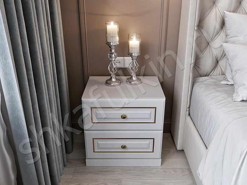 Тумба прикроватная Примадонна Светлые Золото Белый Классика  Спальня Для декора Для книг