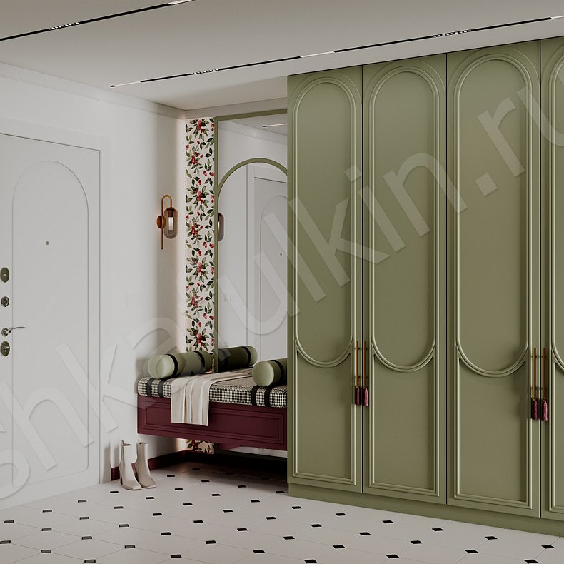 Прихожая Новелла Зеленый Светлые Неоклассика 4х створчатые Прихожая Для вещей 1