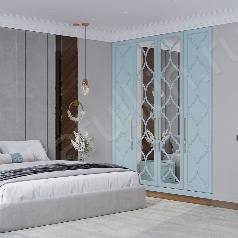 Гарнитур Айлин Белый Коричневый Светлые Темные Неоклассика 4х створчатые Спальня Для белья Для вещей