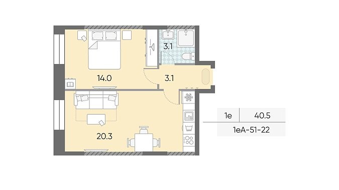 План проекта Каселла ЖК ЗИЛАРТ 40.5 м²