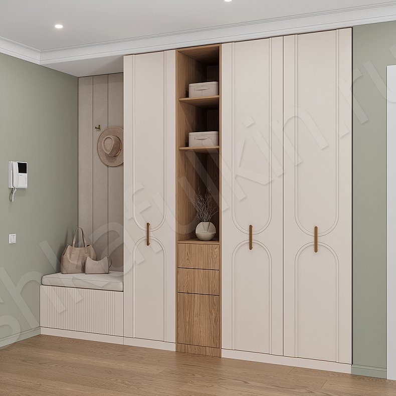 Прихожая Айвенго Светлые Древесный Белый Современный 2х створчатые Прихожая Для вещей