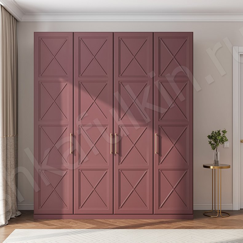 Шкаф Хемнэс Белый Красный Серый Светлые Классика 4х створчатые Гостиная Для вещей 4