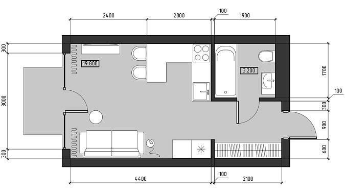 План проекта Мурано ЖК Ола-Апарт 29 м²