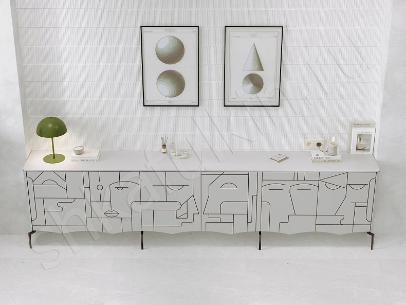 Тумба Пикассо Светлые Красный Цветной Белый Современный 6и створчатые Гостиная Для вещей Для декора