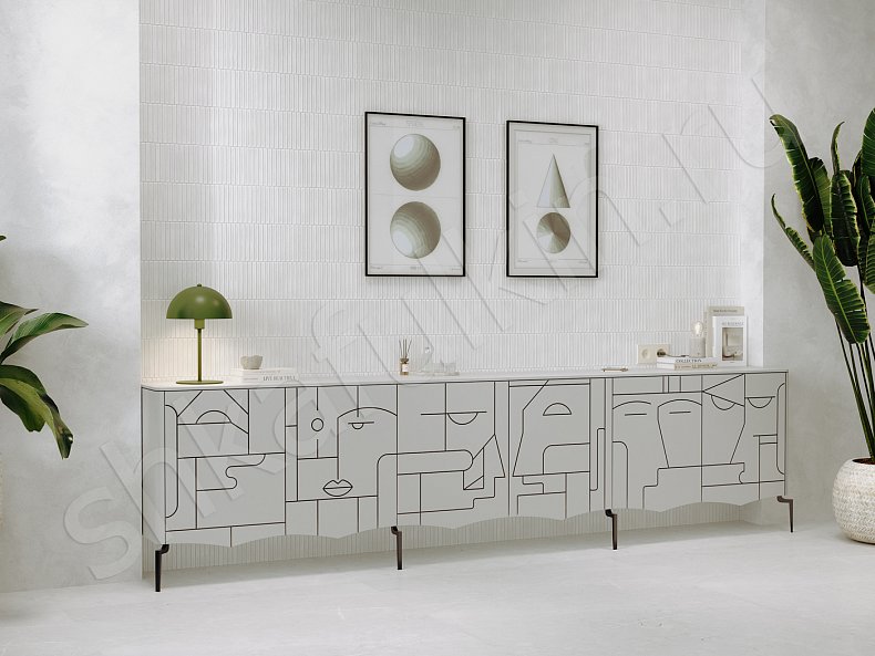 Тумба Пикассо Светлые Красный Цветной Белый Современный 6и створчатые Гостиная Для вещей Для декора