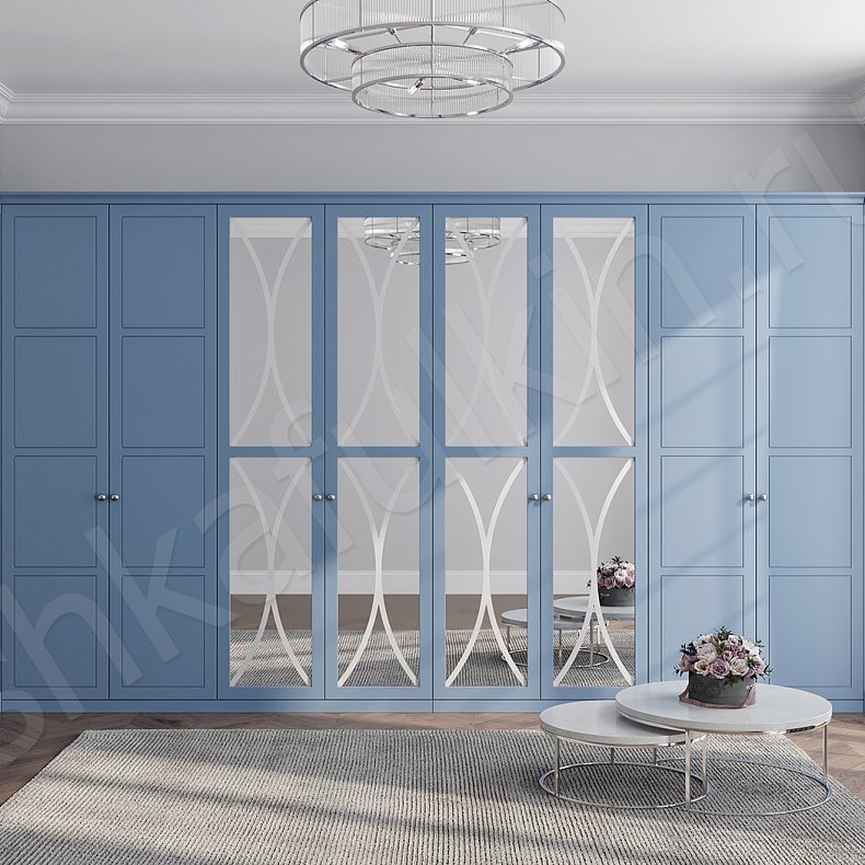 Шкаф Люсия Лайт Синий Неоклассика 6и створчатые Спальня Для вещей 1