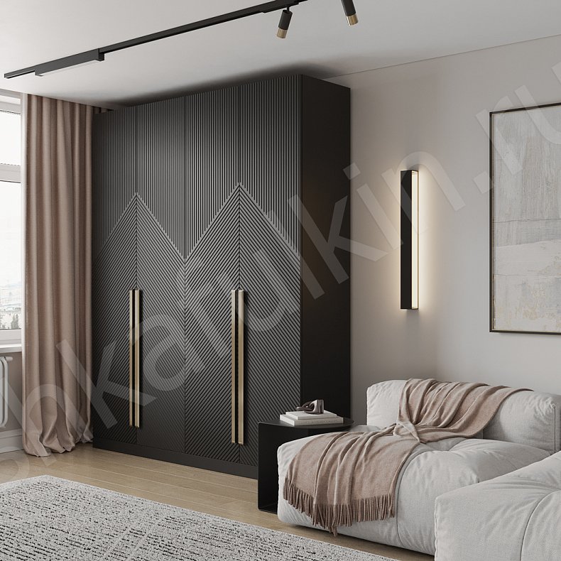 Шкаф Нотариус Черный Модерн 4х створчатые Гостиная Для вещей